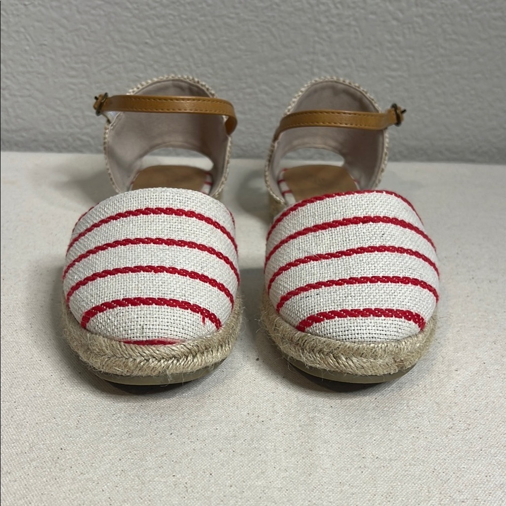 BAMBOO Red and White Sandals with Nautical Stripes